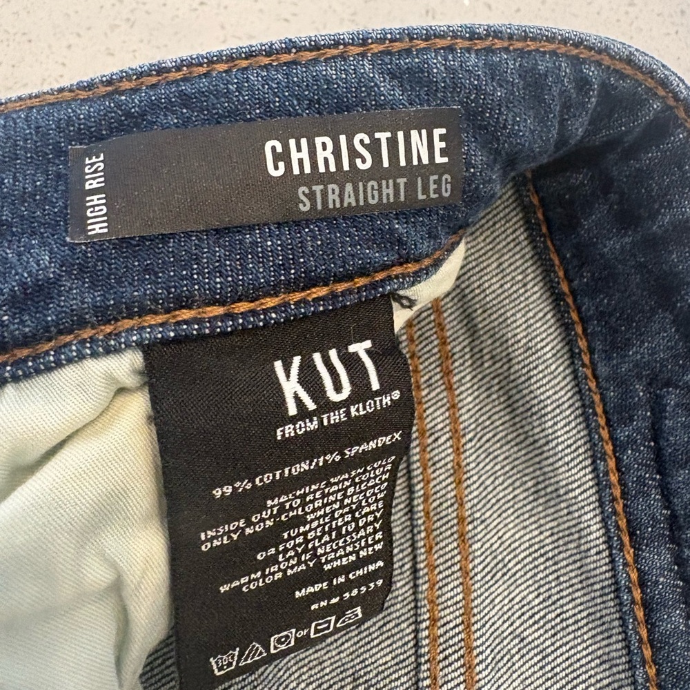 KUT From The Kloth "Christine" High Rise Straight Leg Jeans - Dark Blue